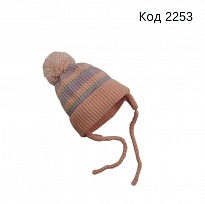 картинка YO Шапка в'язана на трикотажі для дівчинки (на завязках)   48-50 5(1)шт магазин Одежда+ являющийся официальным дистрибьютором