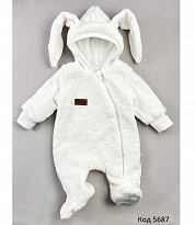 картинка MarioKids Комбінезон вельсофт на підкладці  'Сердечка ВУШКА ' МОЛОЧНИЙ 56,62,  1шт магазин Одежда+ являющийся официальным дистрибьютором в России 