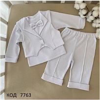 картинка Bts Набір інтерлок для хлопчика "Міні бос"(кофта,жилет,штани)  68,74  1шт магазин Одежда+ являющийся официальным дистрибьютором в России 