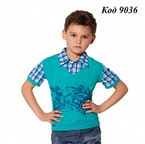 картинка .Ukr Футболка-обманка з коміром 1411 122-146  5 шт магазин Одежда+ являющийся официальным дистрибьютором