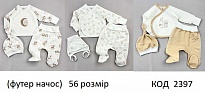 картинка MarioKids Набір для новонароджених ФУТЕР (сорочка+повзунки+шапка) 56,   3шт. магазин Одежда+ являющийся официальным дистрибьютором в России 