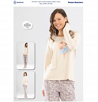 картинка Піжама жіноча (лонгслів+штани) BAYKAR 9924.103 M.L.XL,XXL  BEJ (бежевий)  1шт. магазин Одежда+ являющийся официальным дистрибьютором