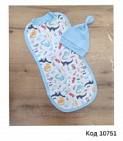 картинка ББ Кокон з шапкою вузлик КОМБІ   62  1шт магазин Одежда+ являющийся официальным дистрибьютором в России 