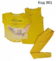 картинка Tr Костюм для дівчинки ( Футболка+майка+лосини мереживо)128-152  .4(2)шт.   магазин Одежда+ являющийся официальным дистрибьютором