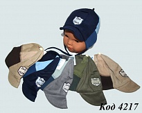 картинка -- YO Шапка вельвет для хлопчика (на зав'язках) cda-151,152 Польща 10(5)шт магазин Одежда+ являющийся официальным дистрибьютором