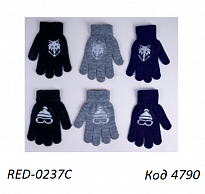 картинка YO од.Перчатки для хлопчика в'язані  RED-0237C Акрил  світловідбив. принт  розмір 14,16,18   6 шт магазин Одежда+ являющийся официальным дистрибьютором