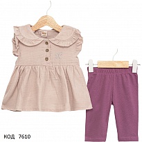 картинка Tr Коcтюм для дівчинки (футболка+шорти муслін) DECO 452899   9-24 міс.  4 шт. магазин Одежда+ являющийся официальным дистрибьютором
