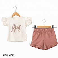 картинка Tr Коcтюм для дівчинки (футболка+шорти) BOBİŞKO 452484  9- 24 міс.  4 шт. магазин Одежда+ являющийся официальным дистрибьютором