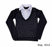 картинка Tr Кофта-обманка стрейч BNN 6633 білий комірець  140-176   4 шт. магазин Одежда+ являющийся официальным дистрибьютором