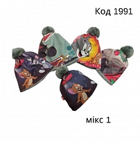 картинка ,Ukr Шапка еластан на флісі дитяча  Принт .5 шт магазин Одежда+ являющийся официальным дистрибьютором