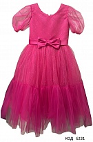 картинка Ukr Сукня святкова для дівчинки  7-8 років малиновий 1 шт магазин Одежда+ являющийся официальным дистрибьютором