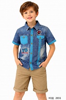 картинка ,Tr Рубашка джинс.Fabisa 9-12   4(2)шт магазин Одежда+ являющийся официальным дистрибьютором