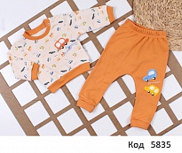 картинка Tr Костюм для хлопчика інтерлок/рубчик  BABYHİ 719  6,12,18 міс. 3 шт магазин Одежда+ являющийся официальным дистрибьютором