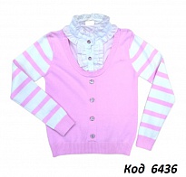 картинка ,Ch Кофта-обманка для дівчинки Xiaofeihu  120-160( 122-134)  розовbй 5(3)шт. магазин Одежда+ являющийся официальным дистрибьютором