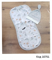 картинка ББ Кокон з шапкою вузлик КОМБІ   62  1шт магазин Одежда+ являющийся официальным дистрибьютором в России 