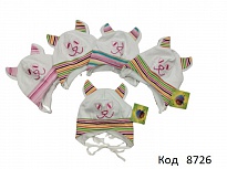 картинка NUS Шапка трикотажна для дівчинки (на зав'язках) КИЦЯ 38-40р.  5шт магазин Одежда+ являющийся официальным дистрибьютором