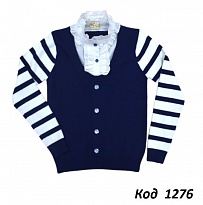 картинка ,Ch Кофта-обманка для дівчинки Xiaofeihu  120-160( 122-146)  синій 5шт. магазин Одежда+ являющийся официальным дистрибьютором