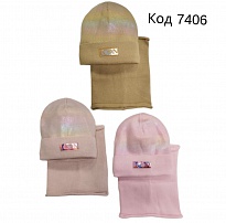 картинка Ambra  Шапка+хомут в'язана на флісі для дівчинки  M-18   50-54    1(3) шт. магазин Одежда+ являющийся официальным дистрибьютором