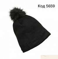 картинка YO Шапка в'язана на флісі для дівчинки  Чорні стрази  54-56   5(1)шт магазин Одежда+ являющийся официальным дистрибьютором
