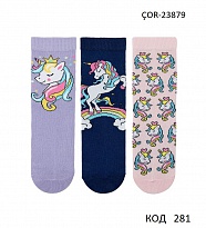 картинка Bross Шкарпетки бавовняні для дівчинки МАЛЮНОК ÇOR-23879 МІКС  12(3)шт. магазин Одежда+ являющийся официальным дистрибьютором
